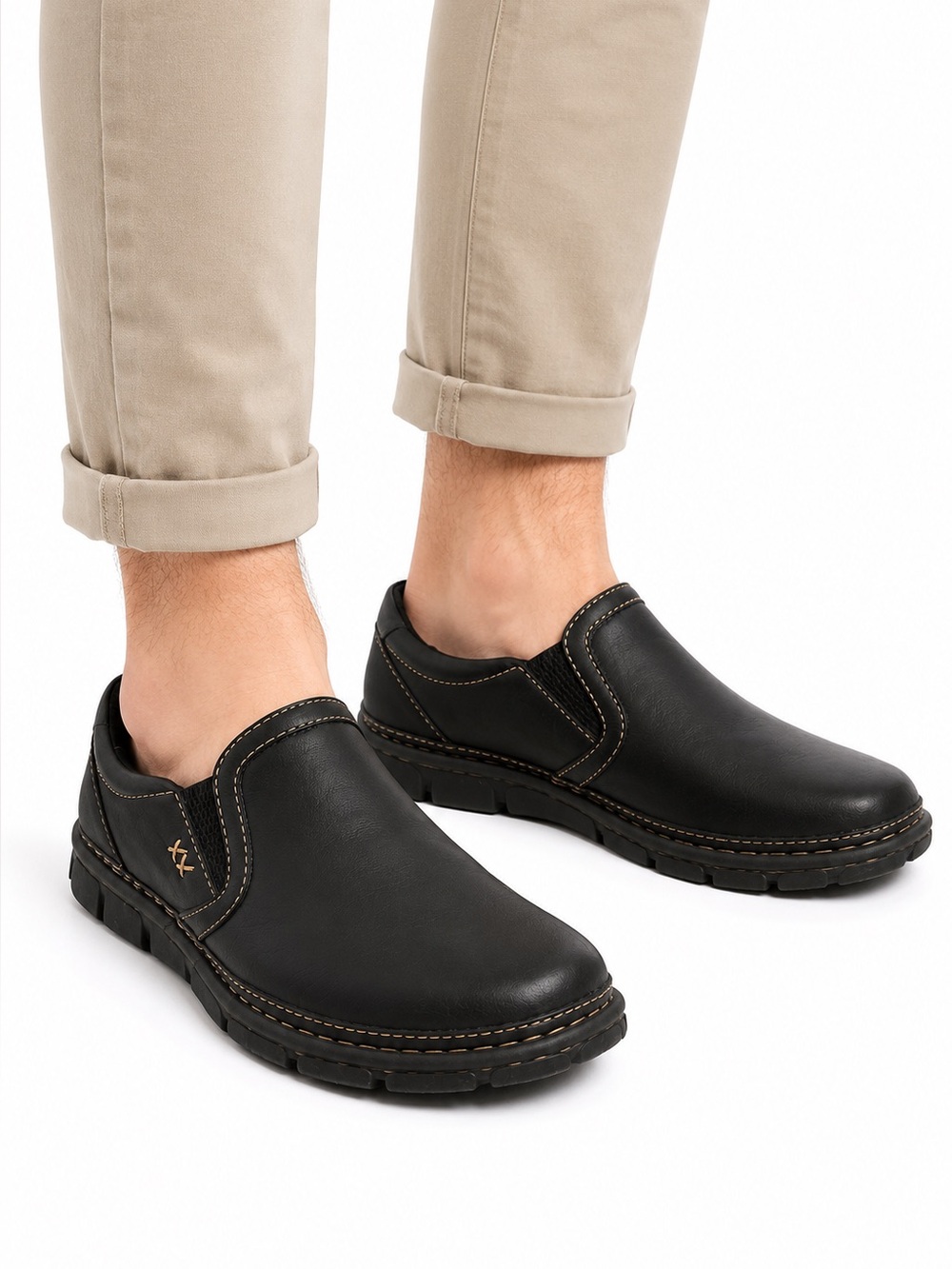 Size 11 Born Men’s Black Leather Comfort Slip-On Loafers Casual Shoes